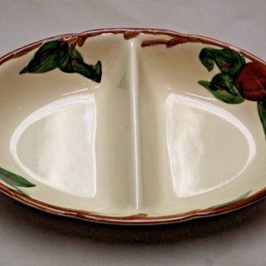 Franciscan Earthenware Hand Painted Apple Divided Oval Vegetable Bowl USA 63-71